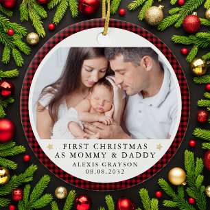 Personalised First Christmas as Parents Photo Ceramic Tree Decoration