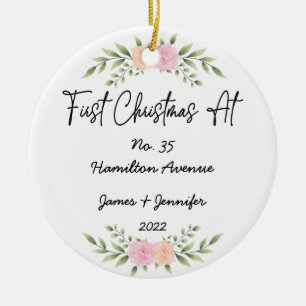 Personalised First Christmas at Address New Home Ceramic Tree Decoration