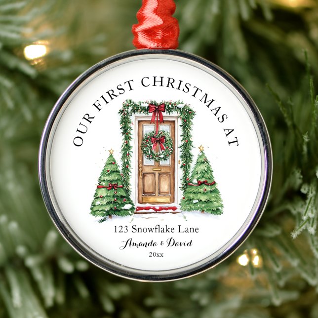 Personalised First Christmas At Our New Home Metal Tree Decoration (Creator Uploaded)