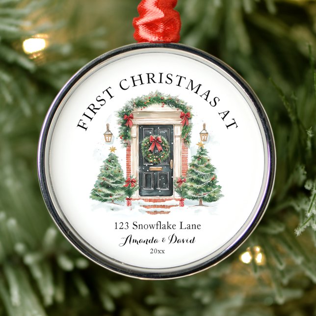 Personalised First Christmas At Our New Home Metal Tree Decoration (Creator Uploaded)