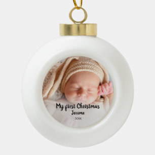 Personalised First christmas baby photo Ceramic Ball Christmas Ornament