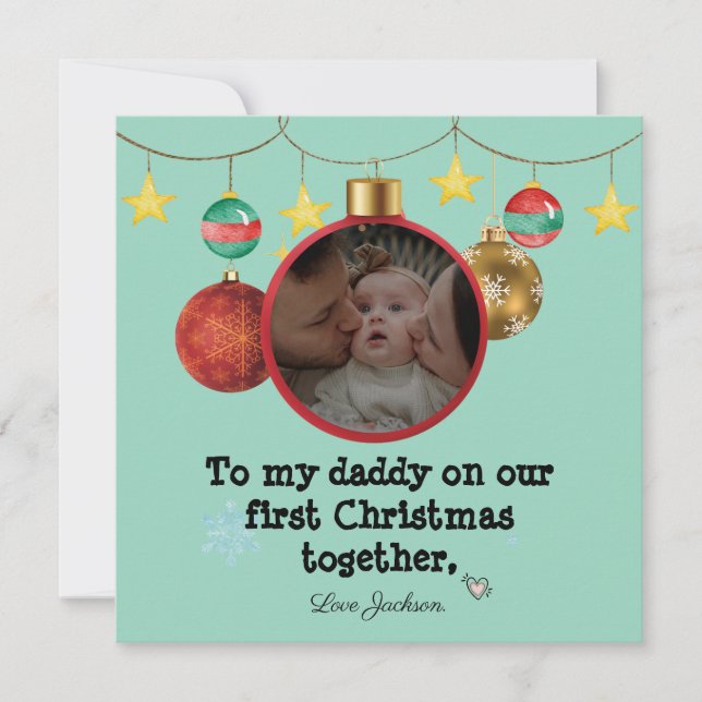 Personalised First Christmas Card for Daddy, Photo (Front)