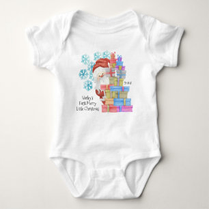 Personalised First Christmas Cute Santa and Gifts Baby Bodysuit
