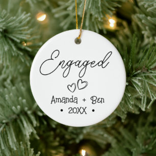  Personalised First Christmas Engaged Christmas Ceramic Tree Decoration