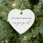 Personalised First Christmas Engaged Custom Photo Ceramic Tree Decoration<br><div class="desc">Personalised First Christmas Engaged Custom Photo Ceramic Ornament</div>