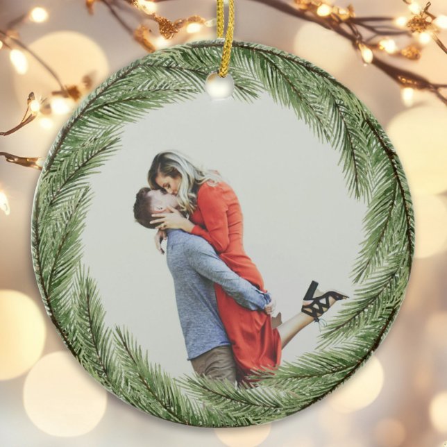 Personalised First Christmas Engaged Festive Ceramic Tree Decoration (Creator Uploaded)