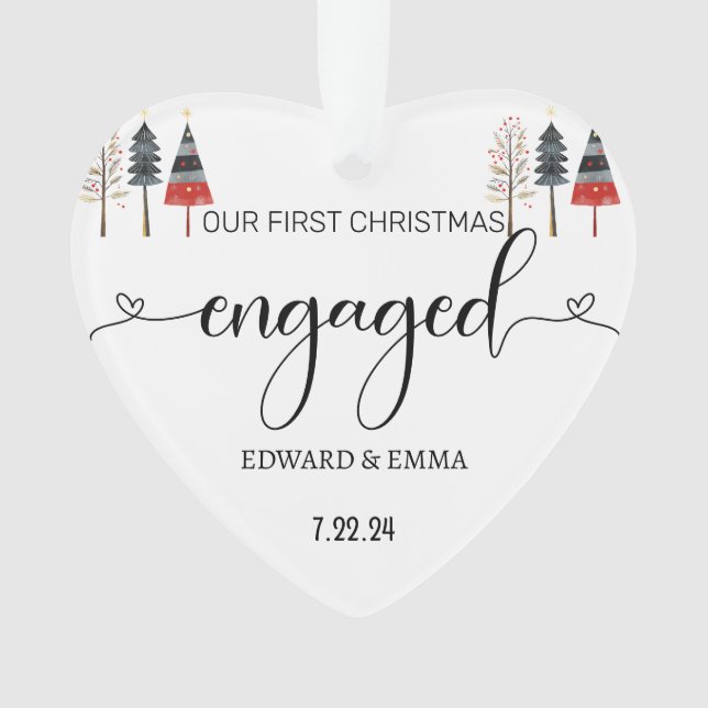 Personalised First Christmas Engaged Gift Ornament (Front)