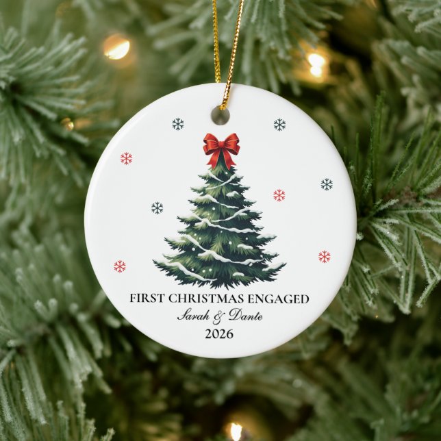 Personalised First Christmas Engagement Ornament (Tree)