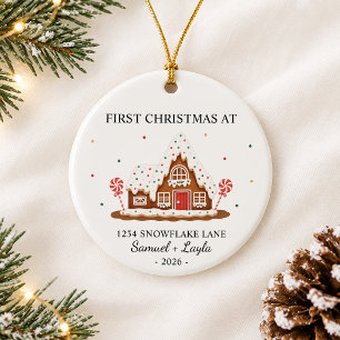Personalised First Christmas Gingerbread House Ceramic Tree Decoration