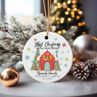 Personalised First Christmas in a New Home  Ceramic Tree Decoration