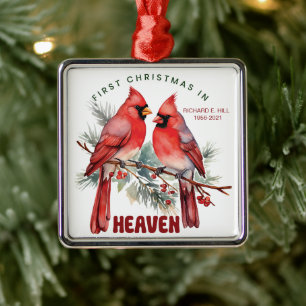 Personalised First Christmas In Heaven Metal Tree Decoration