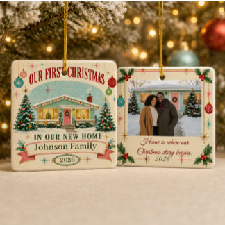 Personalised First Christmas in Our New Home 2026 Ceramic Ornament