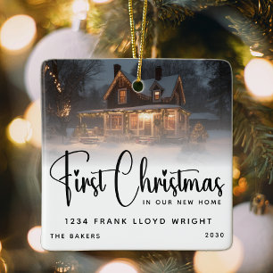 Personalised First Christmas In Our New Home  Ceramic Ornament