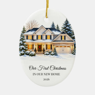 Personalised First Christmas in Our New Home Ornam Ceramic Tree Decoration