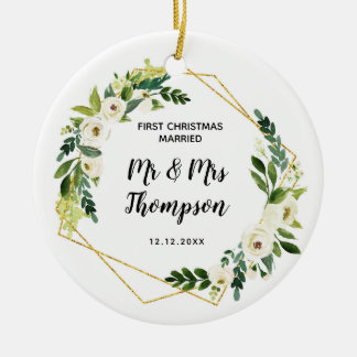 Personalised First Christmas Married as Mr & Mrs Ceramic Tree Decoration