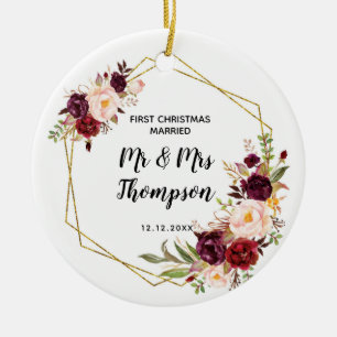 Personalised First Christmas Married as Mr & Mrs Ceramic Tree Decoration