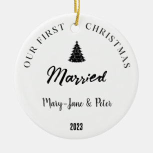 Personalised First Christmas Married Ceramic Tree Decoration