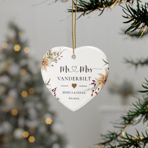 Personalised First Christmas Married Keepsake Ceramic Tree Decoration