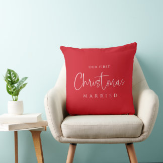 Personalised First Christmas Married Throw Pillow 