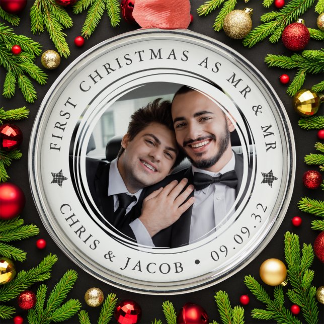 Personalised First Christmas Mr & Mr Photo Metal Tree Decoration (Creator Uploaded)