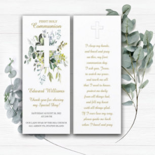 Personalised  First Communion Prayer Card