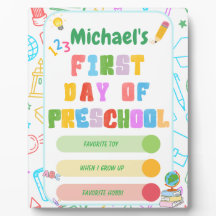Personalised First Day of Preschool Sign