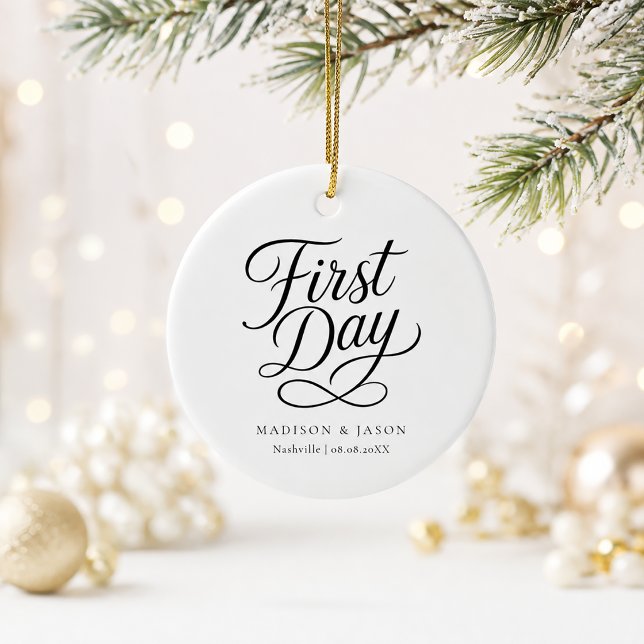 Personalised First Day Wedding Christmas Ornament  (Personalized First Day Wedding Christmas Ornament)