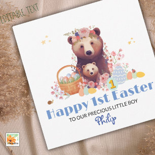 Personalised First Easter Card, 1st Easter Bear Holiday Card