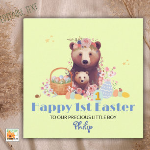 Personalised First Easter Card, 1st Easter Bear Holiday Card
