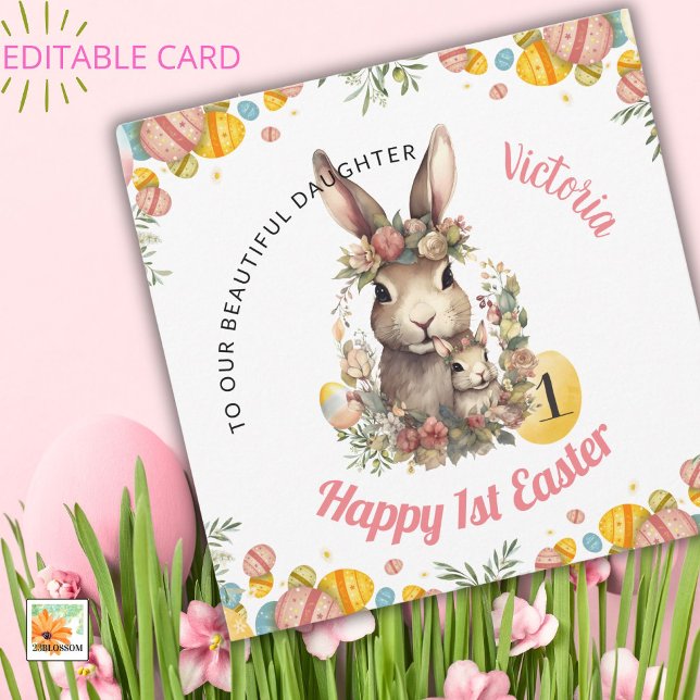 Personalised First Easter Card, 1st Easter Bunny Holiday Card (Creator Uploaded)