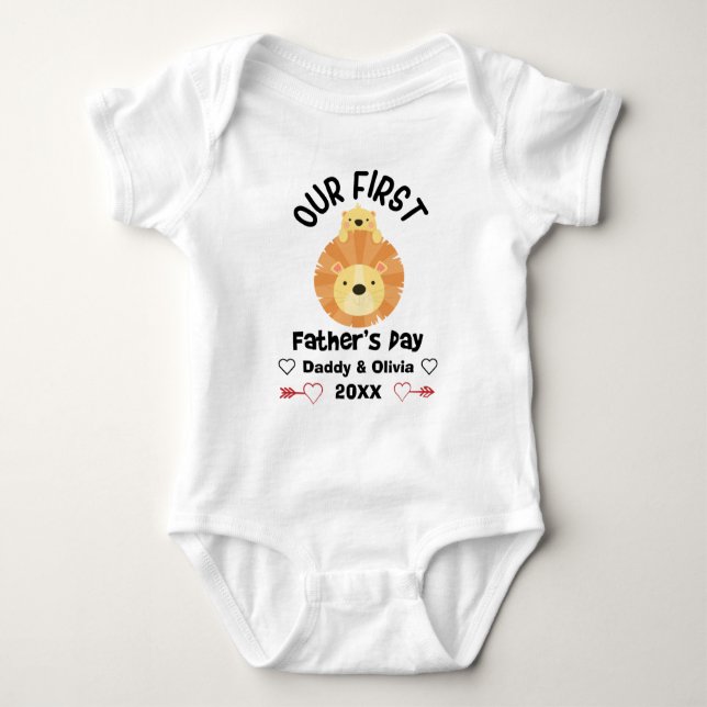 Personalised First Father's Day 2025, Custom Names Baby Bodysuit (Front)