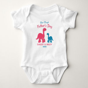 Personalised First Father's Day Cute Dinosaur  Baby Bodysuit