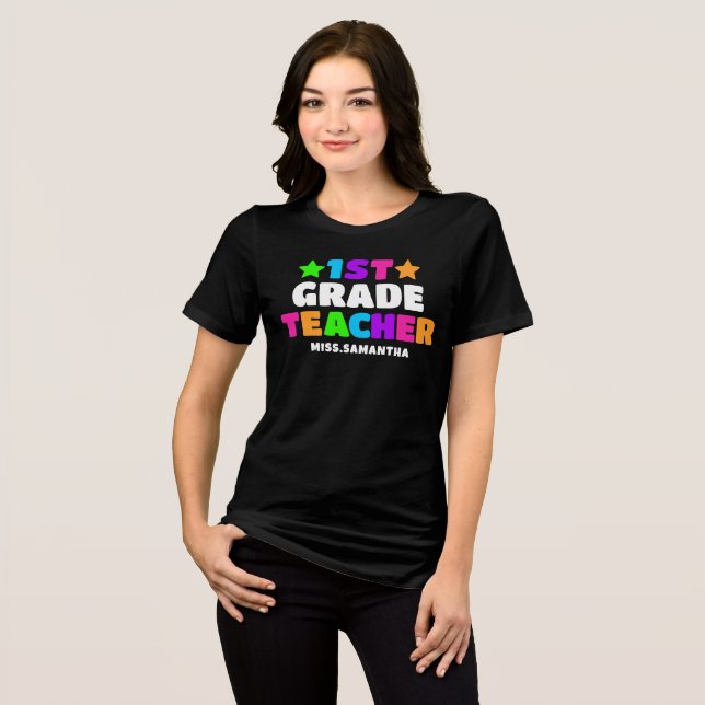 Personalised First Grade Teacher Name  Tri-Blend Shirt (Front Full)