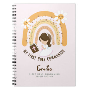 Personalised First Holy Communion Brown Hair Girl  Notebook
