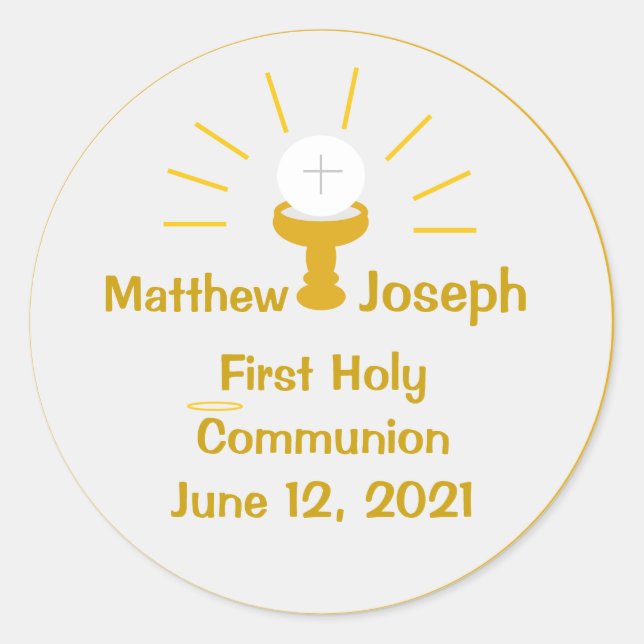 Personalised First Holy Communion  Classic Round Sticker (Front)