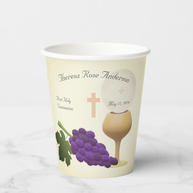 Personalised First Holy Comunion  Paper Cups (Front)