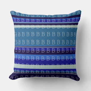 personalised first letter of your name blue cushion