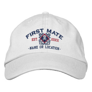 Personalised First Mate Nautical Crossbones Skull Embroidered Hat