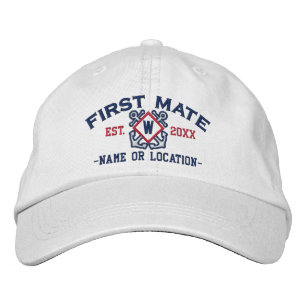 Personalised First Mate Nautical Monogram & more Embroidered Hat