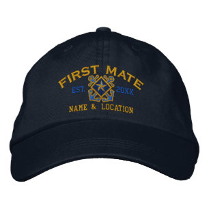 Personalised First Mate Nautical Star Embroidery Embroidered Hat