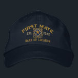 Personalised First Mate Nautical Star Embroidery Embroidered Hat<br><div class="desc">A Classic crossed anchors nautical style with a star applique,  a custom personalised embroidered cap for a first mate of special occasions. 
 
 


 
Use the "Message" link to contact us with your special design requests or for some assistance with any of your customisation needs.</div>