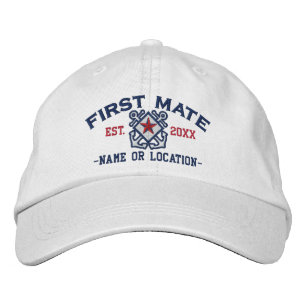 Personalised First Mate Nautical Star Embroidery Embroidered Hat