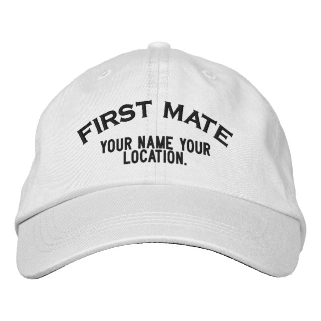Personalised First Mate Nautical Style Hat (Front)