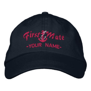 Personalised First Mate Rope Anchor Fuchsia Embroidered Hat