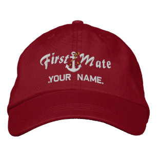 Personalised First Mate Rope Anchor White Embroidered Hat
