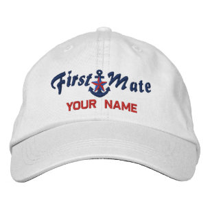 Personalised First Mate Star Anchor Your Name Embroidered Hat