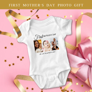 Personalised First Mother’s Day 3 Photo Collage Baby Bodysuit