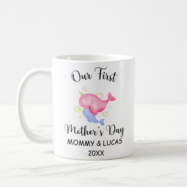 Personalised First Mothers Day 2022, Custom Names  Coffee Mug (Left)