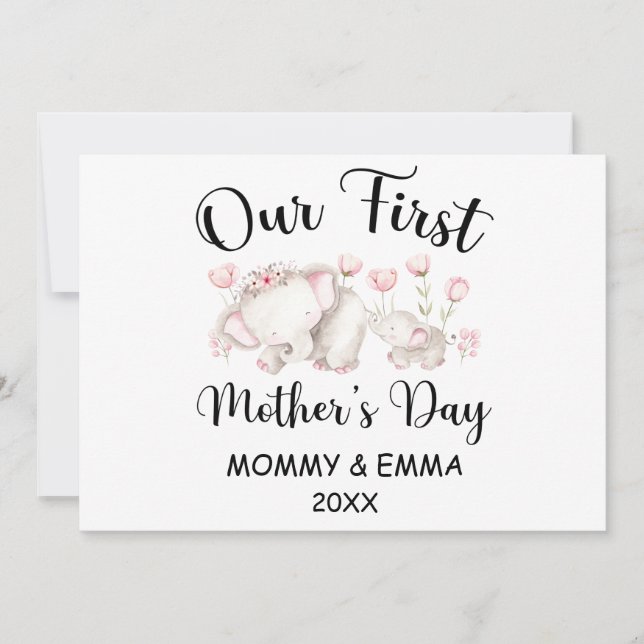 Personalised First Mothers Day 2023, Custom Names Holiday Card (Front)