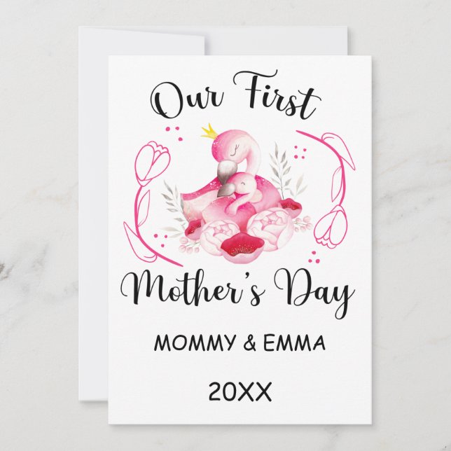 Personalised First Mothers Day 2025, Custom Names Holiday Card (Front)